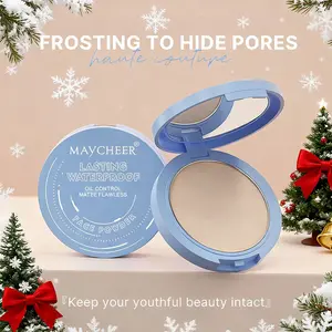 Long-Lasting Matte Finish Face Pressed Powder Compact, Oil-Control Waterproof Sweatproof Lightweight Breathable, 8 Shades for Various Skin Types