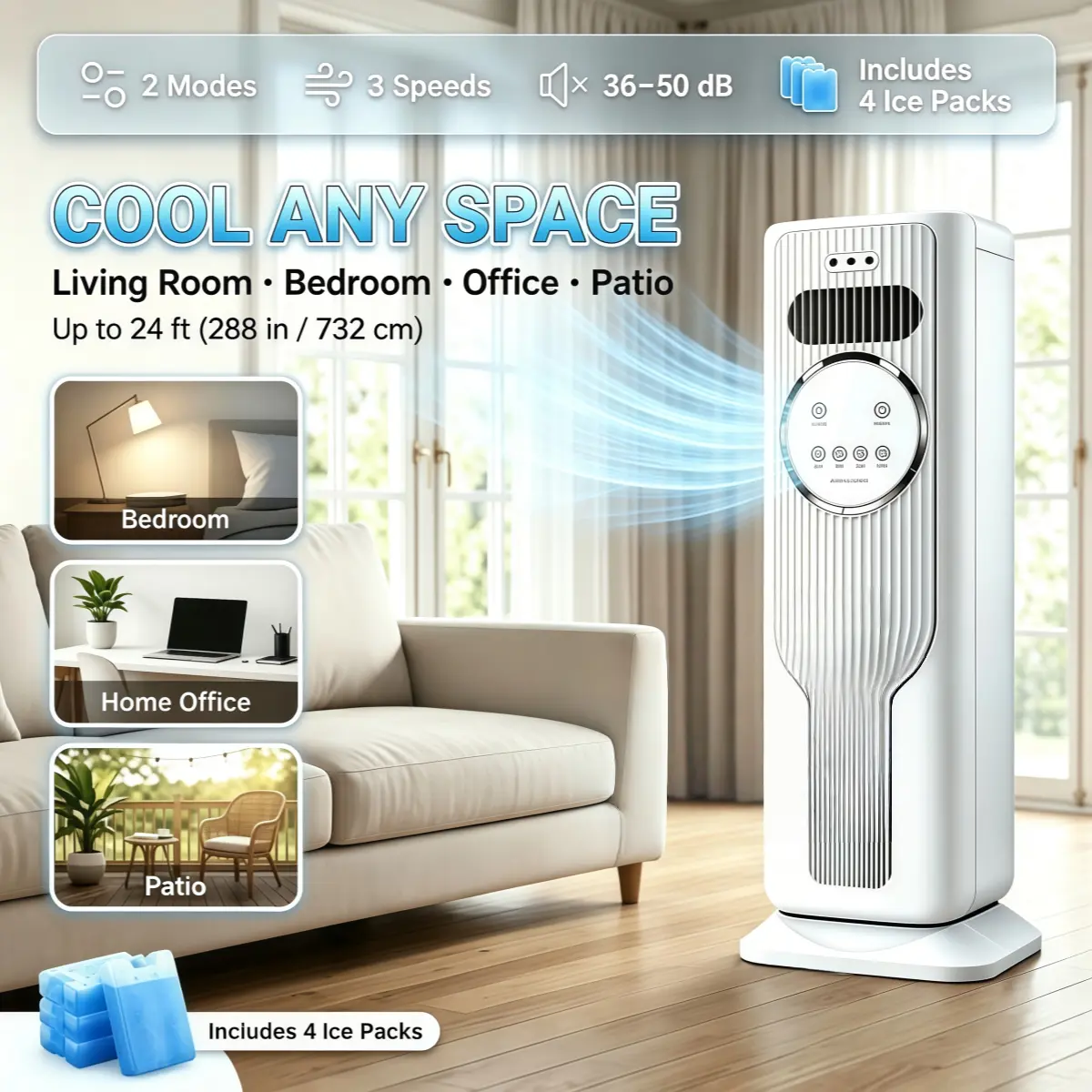 2026 New Arrival 12000BTU Portable Air Conditioner - Ice Crystal Air Cooler Fan（Water & Ice）Ultra Quiet Fast Cooling Mobile AC, Smart 24H Timing Energy Efficient, Suitable for Bedroom Office Living Room, Summer Comfort Cool All Day, TikTok Mid Year Sale