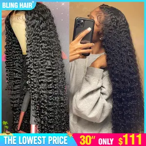 Bling Hair Fashion 13x4 13x6 Deep Wave HD Lace Front Wig Human Hair 180% density Transparent Lace Frontal Wigs For Women Real Hair Wigs PrePlucked Lace Front Wig