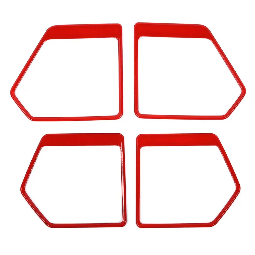 Interior Door Speaker Horn Frame Trim Cover Bezel for 2021+ Ford F150, Red Sticker Decoration with Black Carbon Fiber, Truck Interior Car Accessories, Aftermarket Trim
