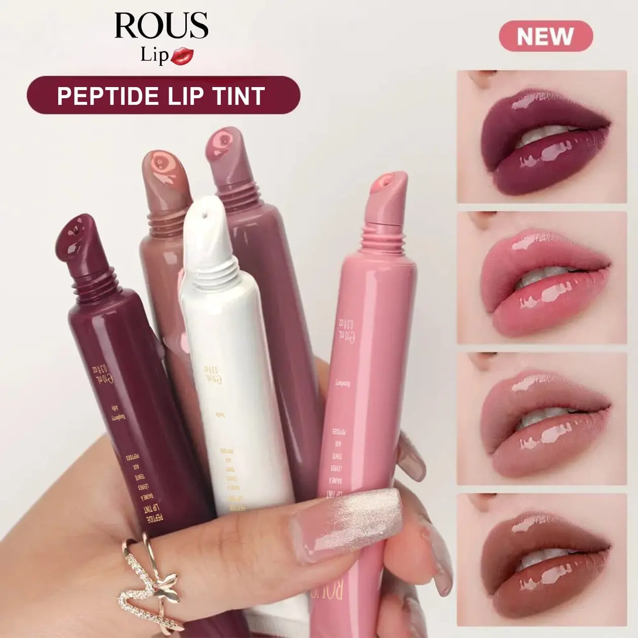Hydrating Peptide Lip Tint with a Glossy Finish, Nourishing and Lightweight Lip Care for Buildable Color & Clean Girl Makeup, Moisturizer, Cosmetic