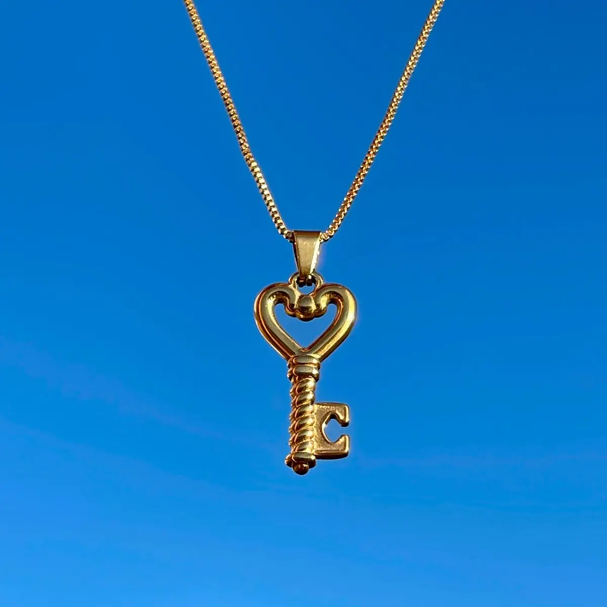 Vintage Inspired Gold Lock Key Necklace