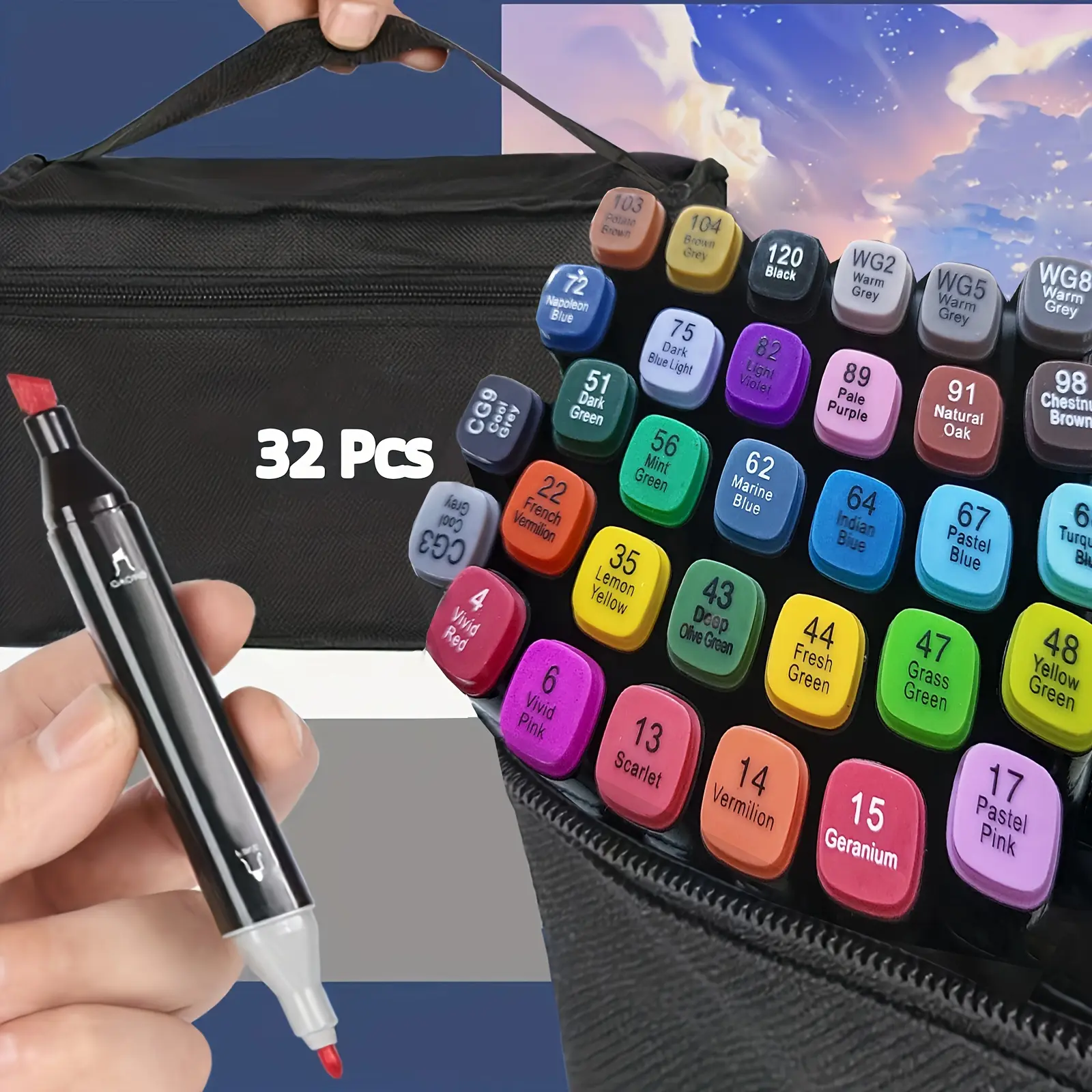 Alcohol Markers, 28+4PCS Dual Tip Art Markers Sketch Pens Permanent Alcohol Based, For Adult Drawing Sketching Comic Anime Manga Illustration, Gift, Easter DIY Projects