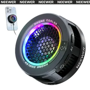NEEWER BASICS PA069 Magnetic Phone Cooler, Low Noise Cell Phone USB Cooling Fan with Smart Temp Control, RGB Light, Magnetic Ring & Clip Compatible with iPhone 15 16 Pro Max MagSafe Samsung iPad for Gaming