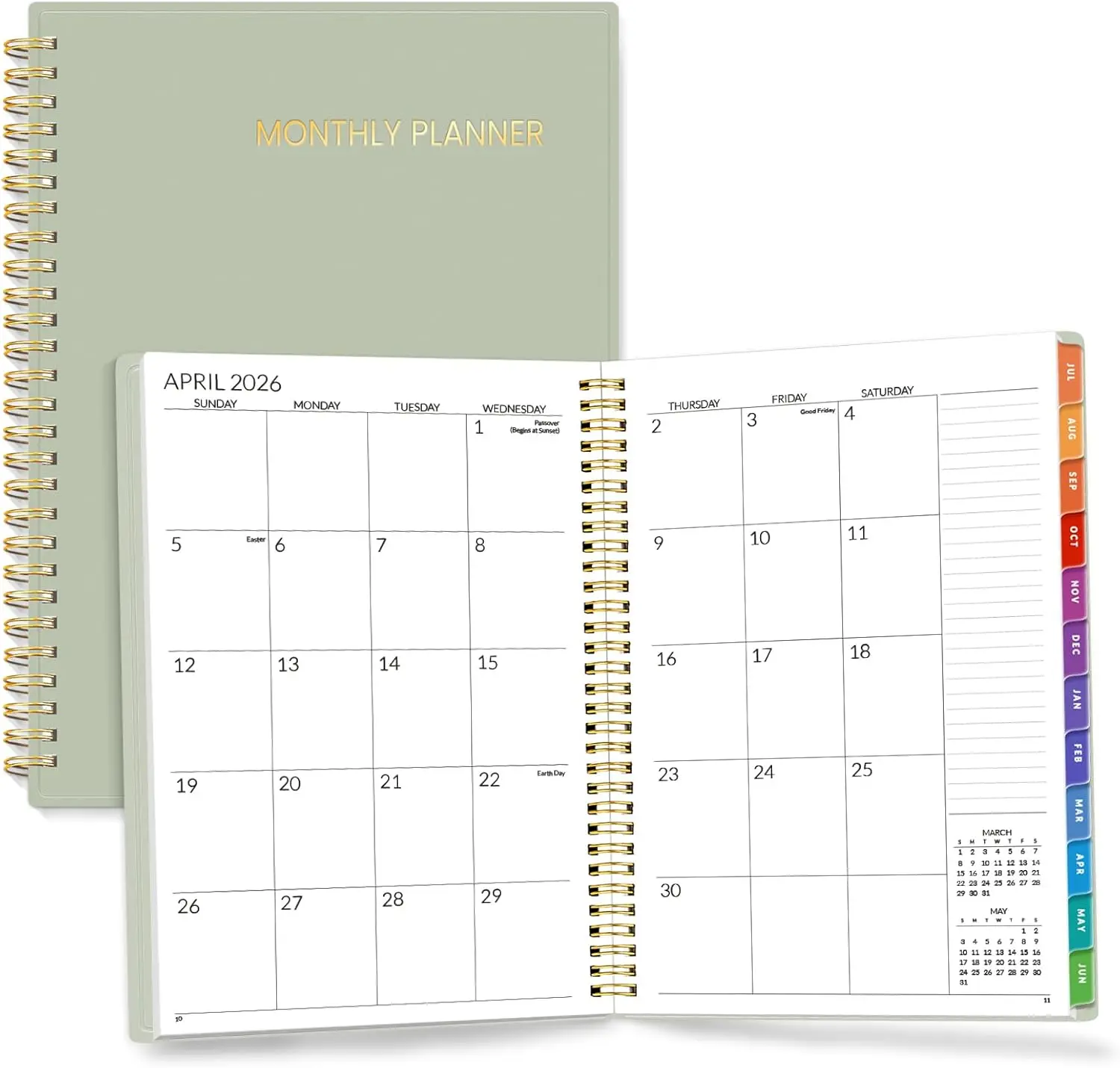 Monthly Planner 2026-2027 - 18 Months Calendar Planner from Jul 2026 to Dec 2027, 7"x10" Yearly Planner with Tabs, Spiral Binding, Organizer for School Office Home,
