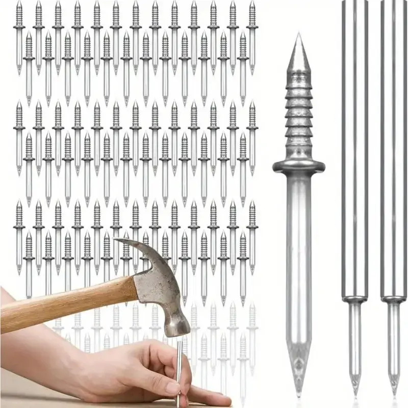 101 Pcs Double-Headed Invisible Skirting Board Nails for Walls, Furniture and Baseboards, Galvanized Iron Smooth-Shaft Nails, Easy to Install with Seamless Finish, Durable Nails for Wood Furniture Assembly, Installation