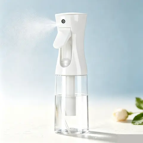 Single Unit Ultra Fine Mist Pre-Compression Continuous Water Spray Bottle with Lid - Compact, Refillable, Lightweight, High-Strength Plastic Liquid Spraying Storage Bottles & Jars for Hair Care & Cleaning, Barber Home Supply
