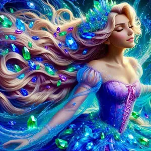 5D DIY Full Drill Round Diamond Painting - Diamond Art Kit Blue Gem Skirt Mosaic, Canvas - DIY Decorative Painting, Home Wall Decor, Perfect for Halloween and Christmas, Independence Day, Birthday and Anniversary Gifts.