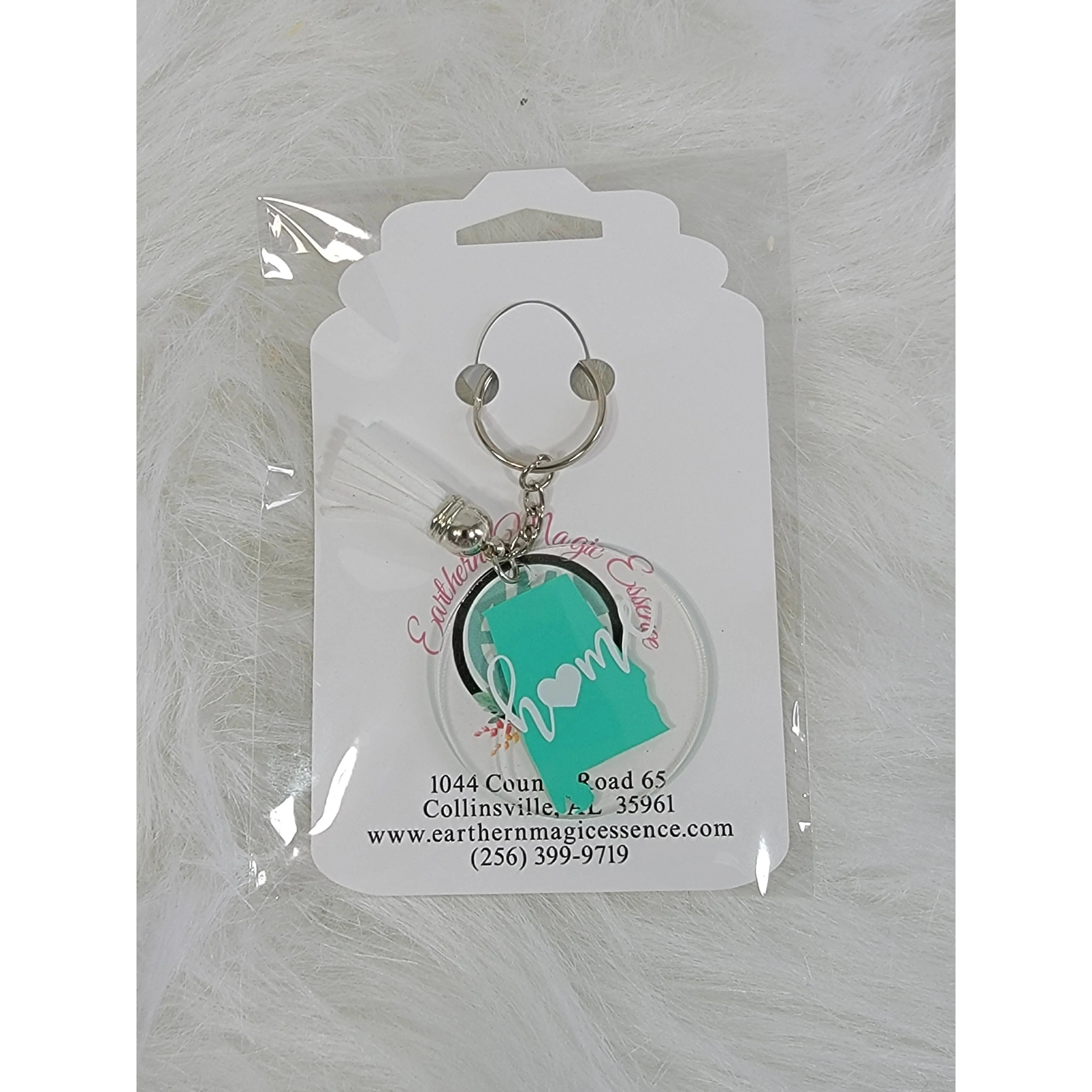 Round Acrylic Keyring - Home is Alabama
