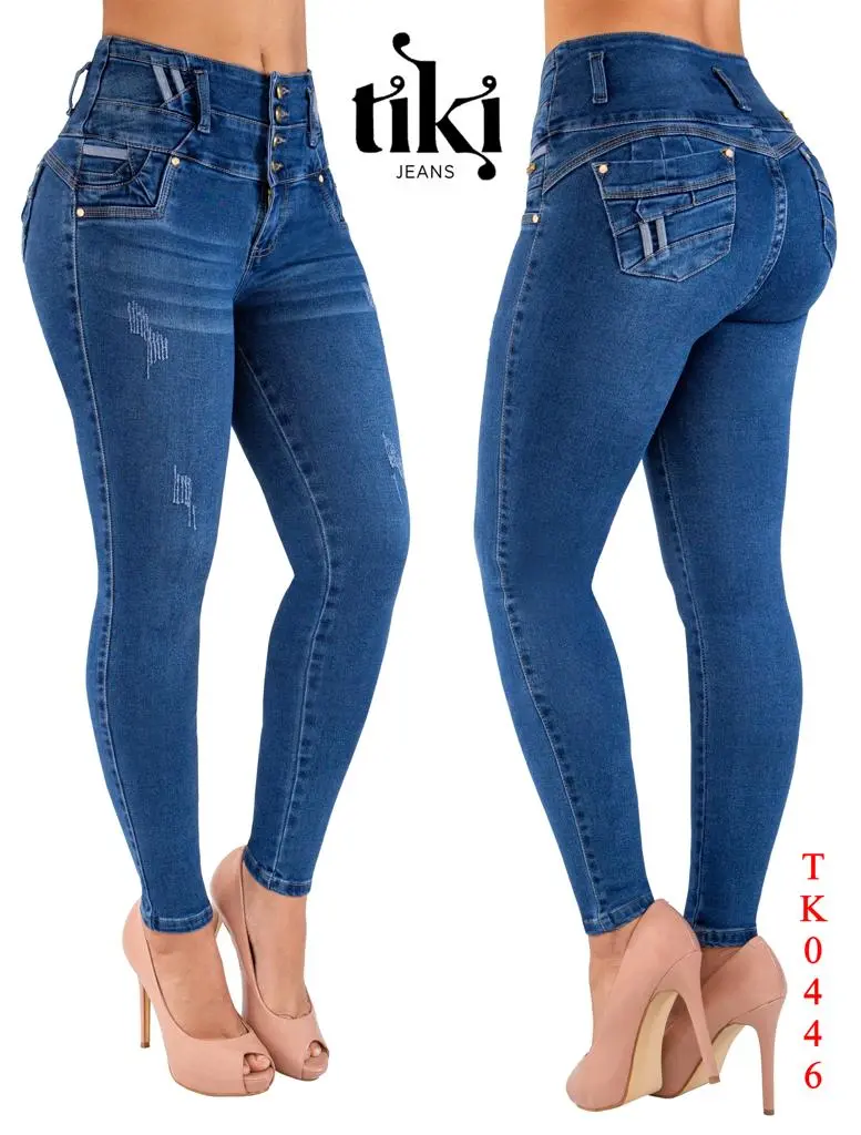 TIKI JEANS Colombianos High Waist Push-up Skinny, Blue Skinny, Levanta Cola, Fashion Comfort Casual Skinny Denim Pants, Summer Jeans for women, Going out outfits, Stretchy, Back Pockets