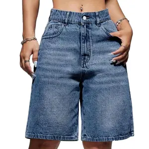 EMMIOL Women's Jorts Mid-Low Waisted Baggy Jeans Jorts Summer Casual Denim Loose-Fitting with Basic 5 Pockets - Blue Street Womenswear