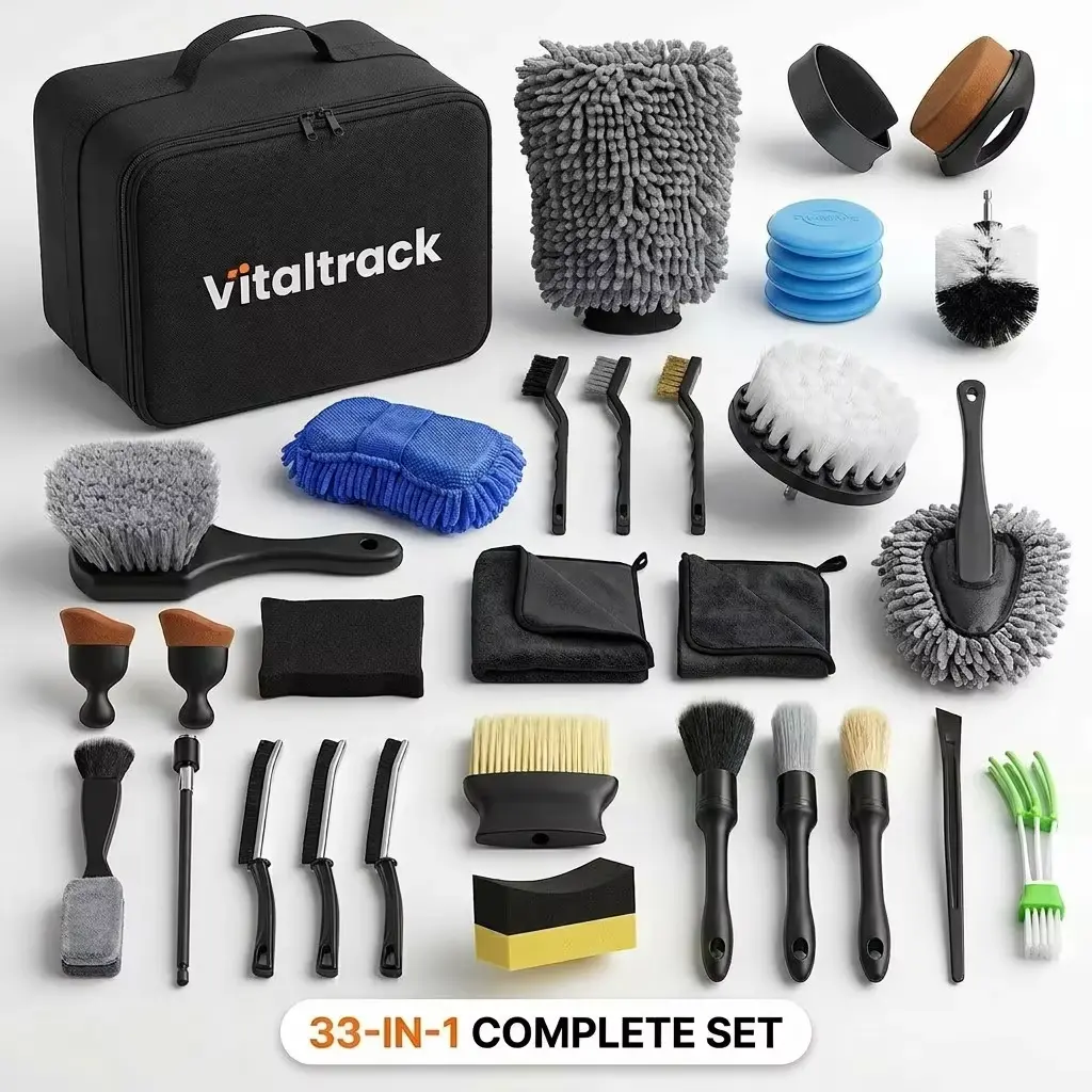 33 Pcs Car Detailing Kit, Car Cleaning Kit Interior and Exterior with Detailing Brushes, Car Wash Kit with Microfiber Towels & Wash Mitt, Auto Detailing Supplies Gift for Men Women Car Lovers.
