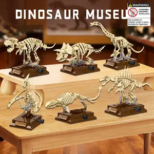 Creative Dinosaur Building Block Series, Fossil Skeleton Model Set, Tyrannosaurus Rex, Triceratops, DIY Assembly Toy, Museum-Level Desk Decor