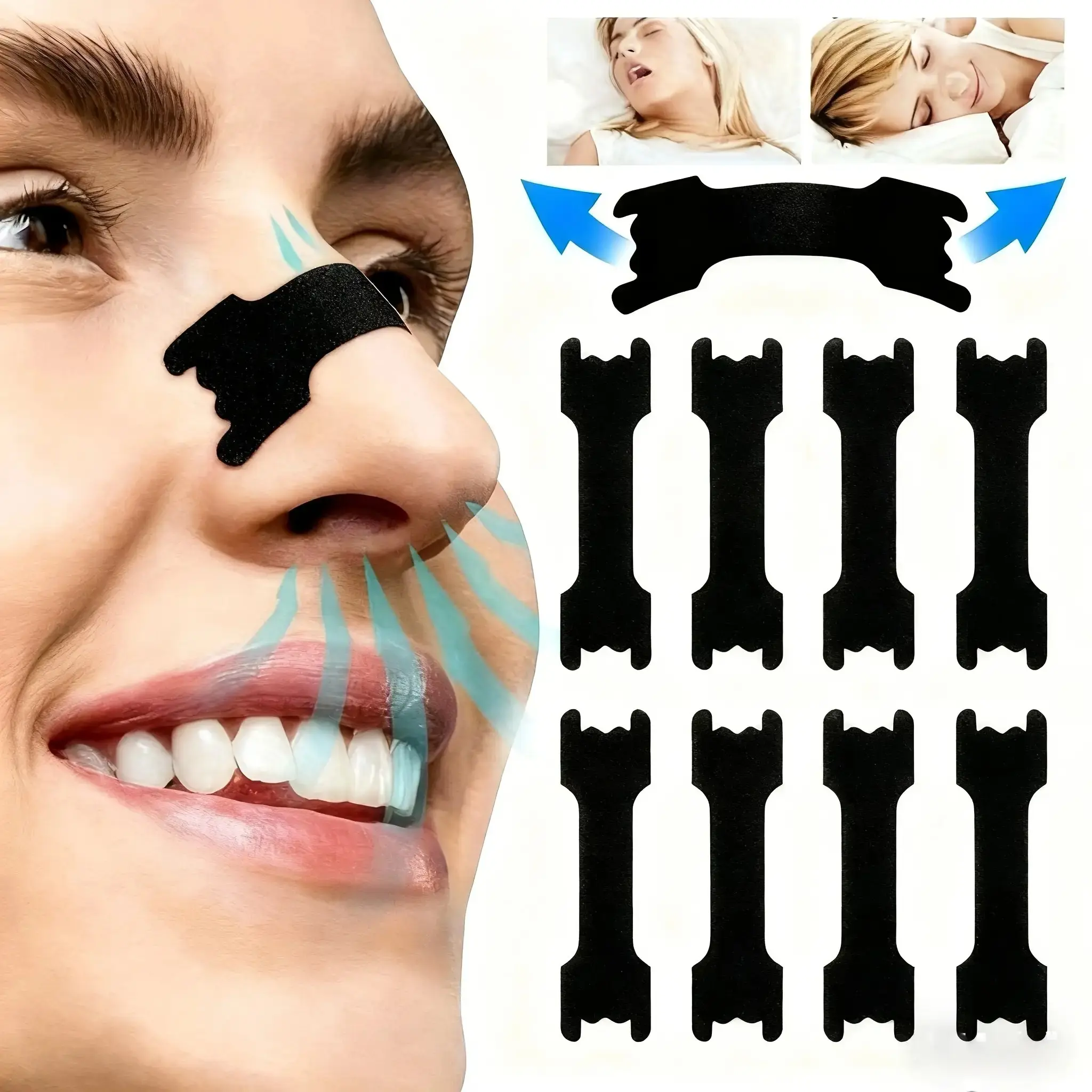 20 pieces of breathable nasal strips, Breathable nose strip, Nasal breathing patch, Anti-snoring, easy to use, comfortable design, suitable for day and night, ideal for sports and outdoor activities, streamlined patch design