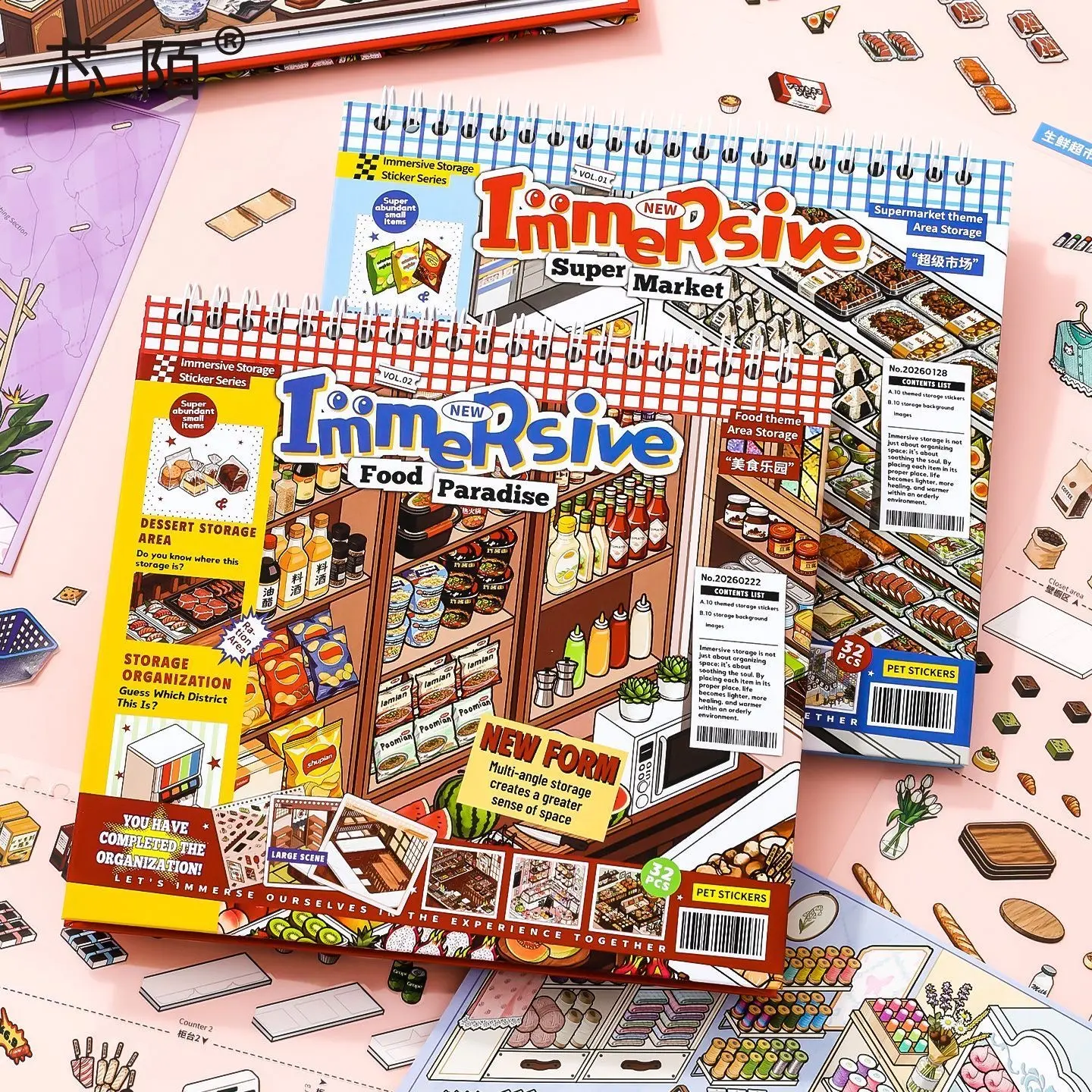 SIMNO Immersive scene sticker collection book Food Paradise SuperMarket diy gift