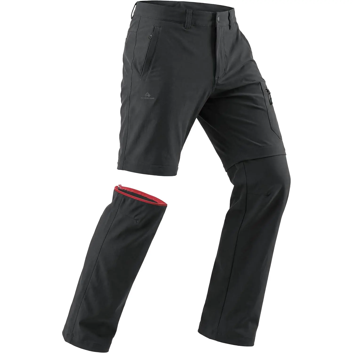 Pioneer Camp Men's Convertible Cargo Pants - Quick-Dry, Water-Resistant, Lightweight, Stretchy, Smooth Zip-Off Zipper Elastic Waist Athletic Bottoms - Waffle Knit Sports Trousers for Hiking, Fishing