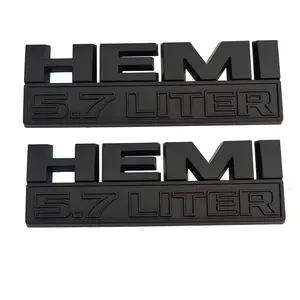 RAM 5.7L HEMI Side Emblem Badge Set Replacement for RAM 1500 2013-2024 Black Red Chrome 2-Pack UV-Resistant ABS Plastic 3D Raised Lettering