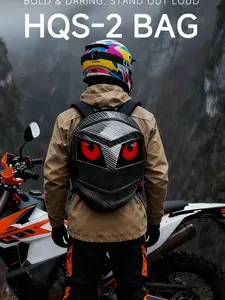 LOY Black Knight Carbon Fiber Smart LED Backpack, Dual Screen Programmable Eye Display, Wireless Control Large Capacity Outdoor Cycling Bag Fits Full Face Helmets for Adults Bicycle Bag
