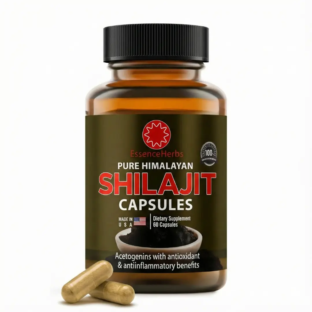 Essence Herbs: Shilajit Capsules with Black Seed, Moringa, & Ashwagandha - 60 Capsules