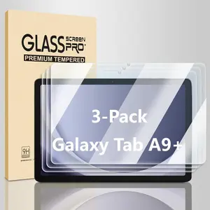 3-piece set Samsung Galaxy Tab A9 Plus 11-inch 2023 model screen protector, Tempered Screen Film, suitable for Galaxy Tab A9+ glass, bubble-free, easy to install.