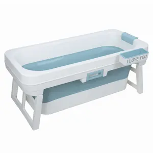 51 inch Foldable Bathtub, Portable Bathtub for Adult, Large Collapsible Tub with Flip-up Handle, Freestanding Surround Collapsible Bathtub, No Lid, Hot Bath, Ice Bath