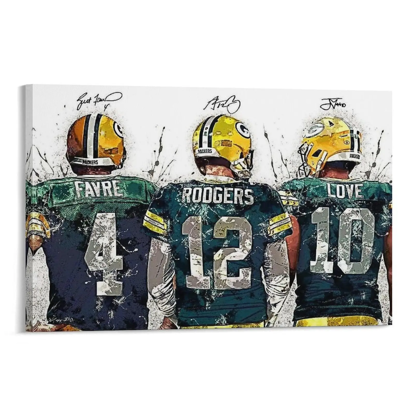 Artistic Love/Rodgers/Favre Landscape Canvas Poster Print - Print Design with Hang-and-Go Setup Refreshes Your Room, Man Cave Decor for Sports Fans, Home Bedroom Office Gift