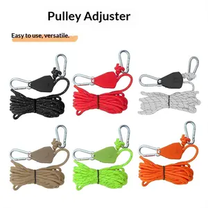 Adjustable Camping Tent Wind Rope Pulley Straps with Carabiner, Durable Nylon, High Load Capacity 122lbs, Outdoor Essential Gear, Camping Accessory