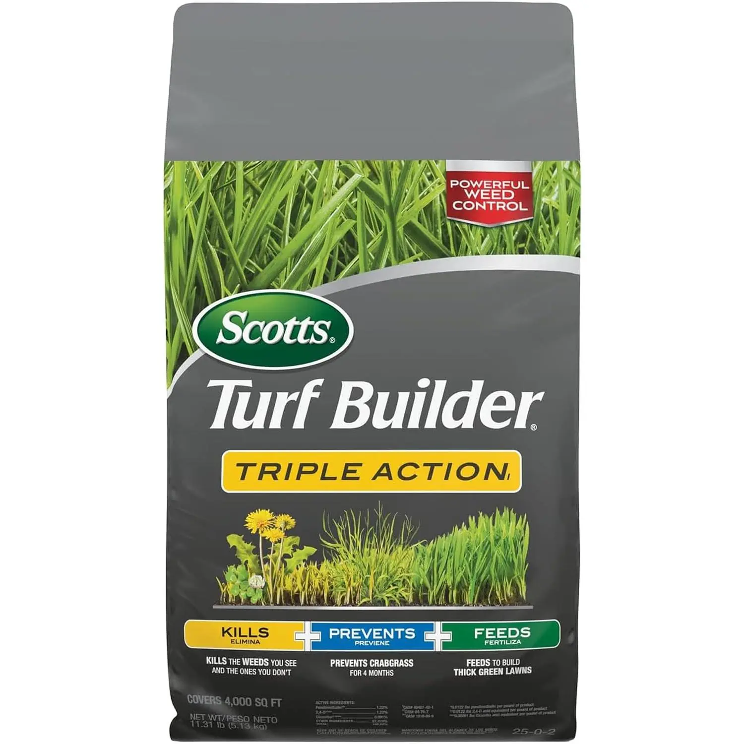 Scotts Turf Builder Triple Action 1.11.31 lbs | Weeding, lawn herbicide, crabgrass preventer, and lawn fertilizer covers an area of 4000 square feet