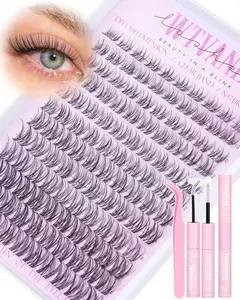 Summer Spring Gifts  Venus Invisible Band Eyelash Clusters 8-16mm Lash Extension Kit Natural Lashes Clusters Eyelash Extension Kit with Thin Band Lash Cluster Clear Lash