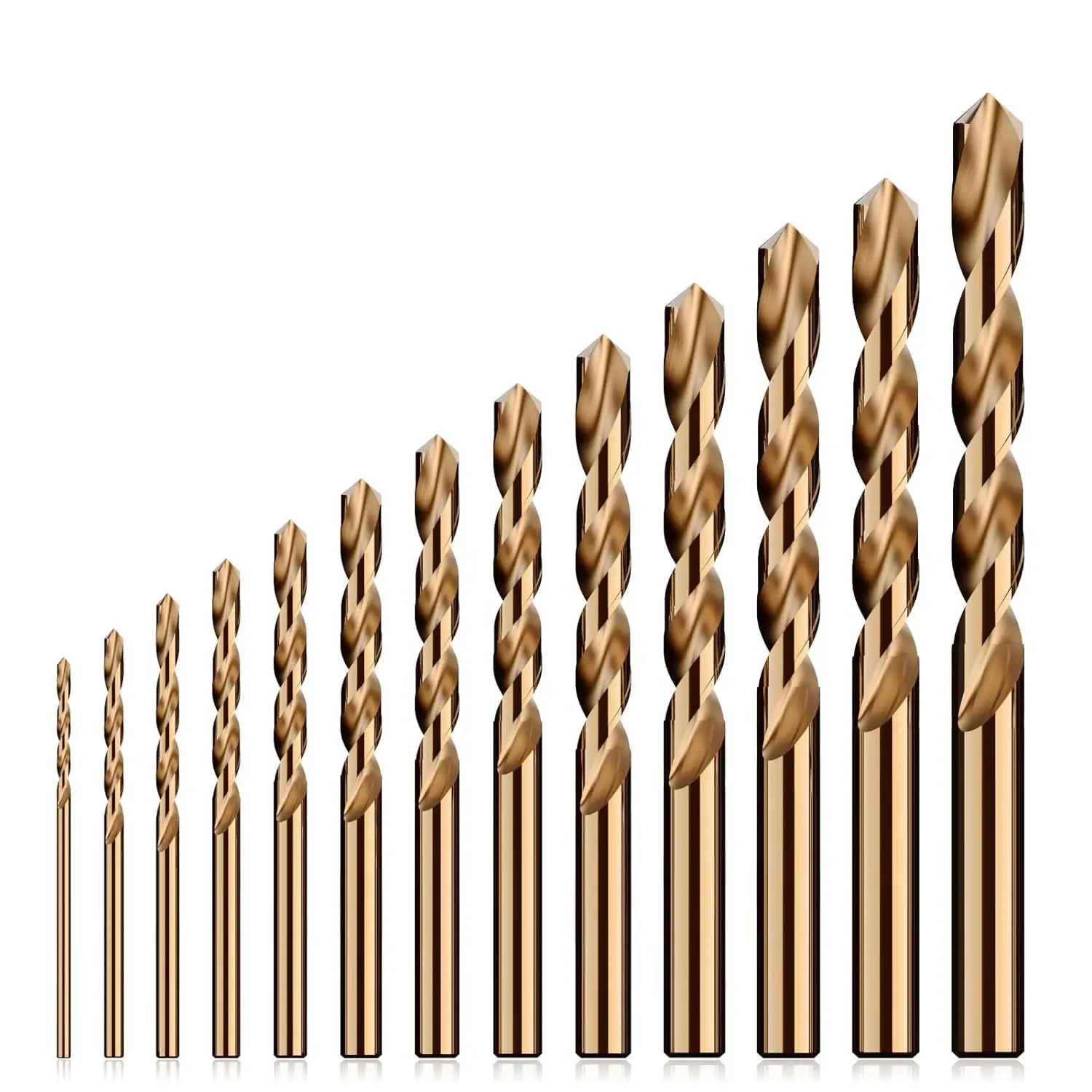 13-Pc Cobalt Alloy Twist Drill Bit Set, HSS Multifunctional Jobber Length Self-Centering Portable Drill Bit Set with Index Storage Case, 1/16"-1/4" Inches for Hard Metals, Wood Drilling, Twist Drill Bits