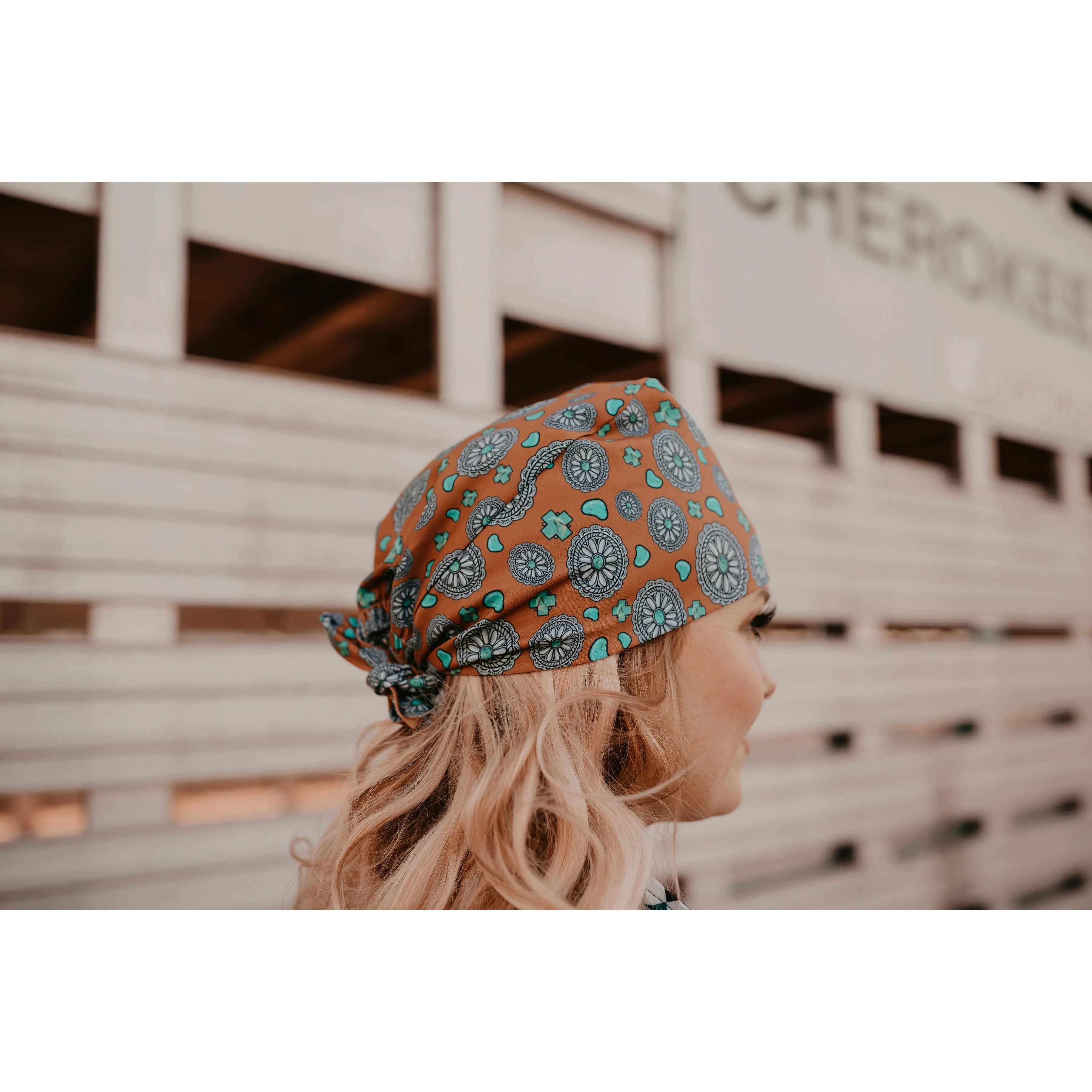 Rust Turquoise Stone Scrub Cap