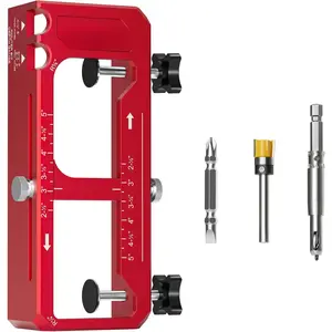 Door Hinge Jig, Aluminum Alloy Router Template Kit, Adjustable Mortise Jig for 2.5" to 5" Hinges, Fits 1/4" 5/8" Radius & Square Corner Hinges for 1-3/4" Thick Doors
