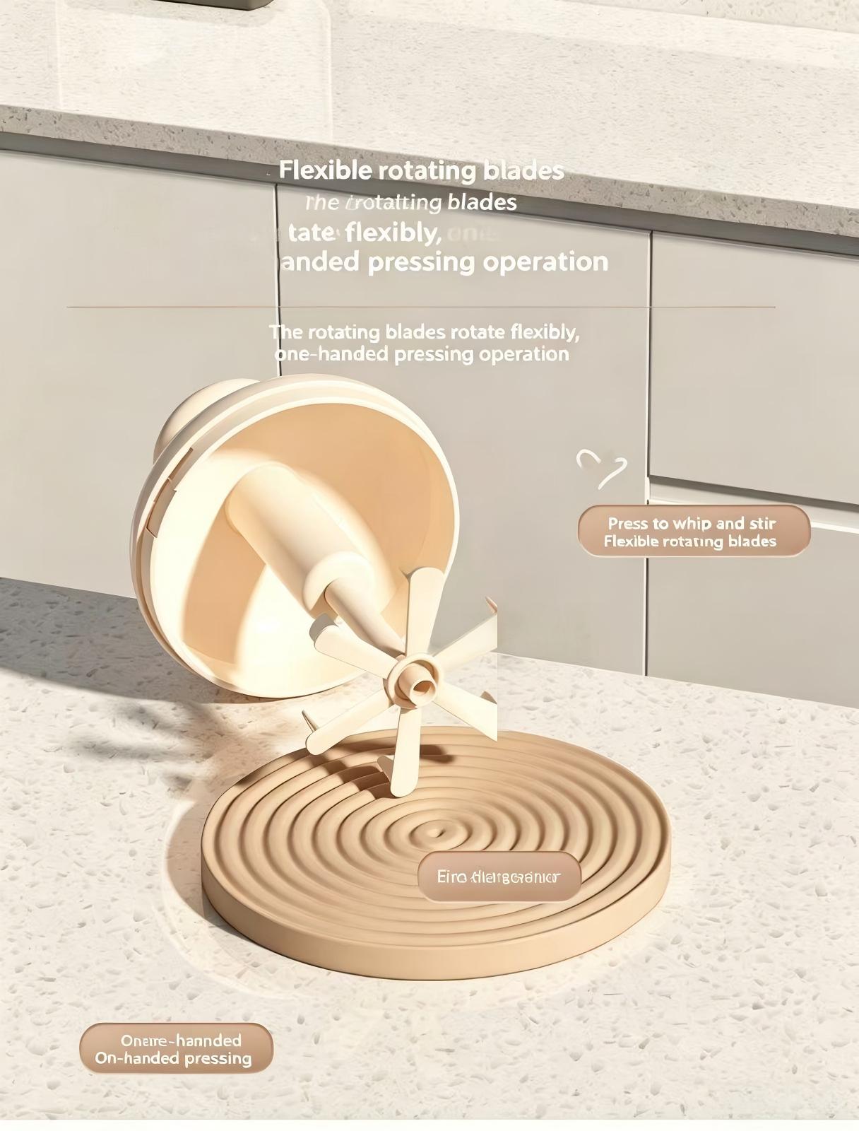 Push-Button Egg Beater for Home Use, with Transparent Cup, Manual Push-Button Design, Plastic Blade, Egg Beater, Cream and Cake Mixer, Multi-Functional Egg Beater, Mixing Wonder