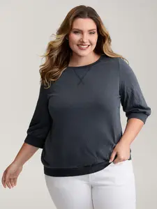 Women's Vintage Round Neck Solid Knitwear Tops - Soft Fabric, Long Sleeves, Arm-Flattering Fit, Stylish Design, Comfortable for Everyday Casual Clothes,Spotlight,Summer wins,Deals for you days