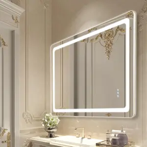 VEVOR 32"x48" Wall-Mounted LED Bathroom Vanity Mirror, Frontlit & Backlit, Anti-Fog, Memory Function, Stepless 3-Color Temperature Dimmable Home Supplies Mirror