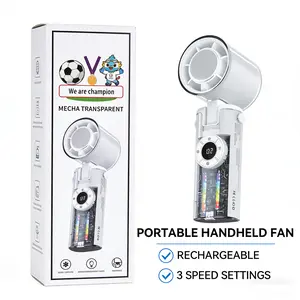 Summer Essential Gadget: 2026 handheld turbo fan, 3600mAh, 3H work, 199-level stepless speed, digital display, 5-in-1 neck/desk/handheld.