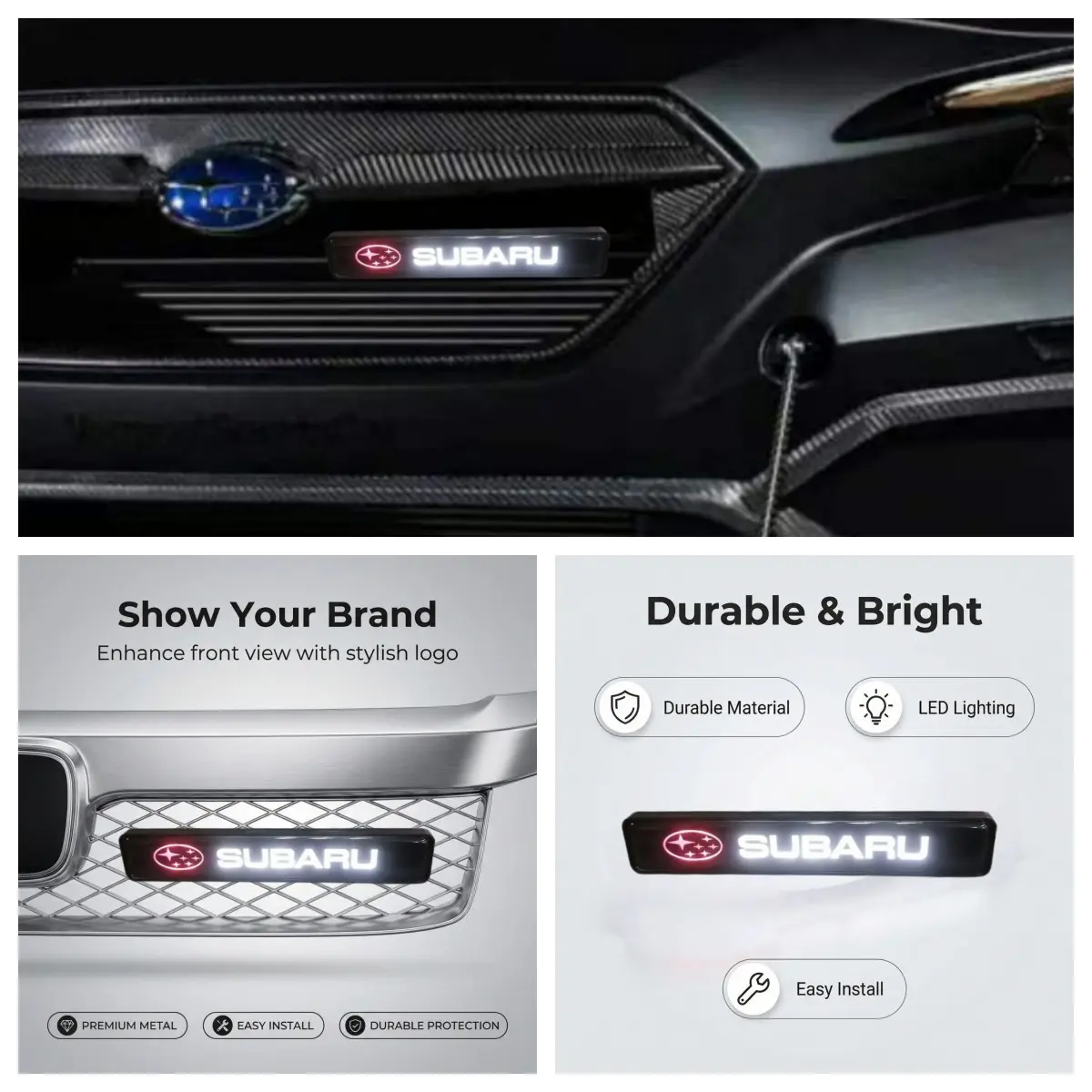 LED Front Grille Emblem Light for Subaru Impreza/wrx/forester/tribeca, No-Drill Installation, Plug-And-Play, Enhance Vehicle Aesthetic, Luminous Emblem