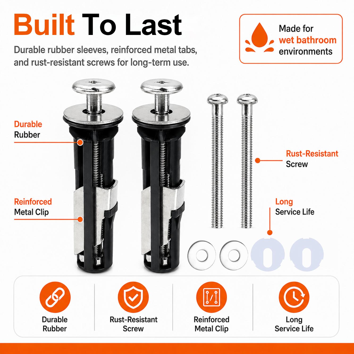 bogoeooa Universal Toilet Seat Bolt Kit Screws Quick Release Easy Install Toilet Seat Replacement Parts Toilet Cover Maintenance Fixing Accessories, Universal for Top Mount