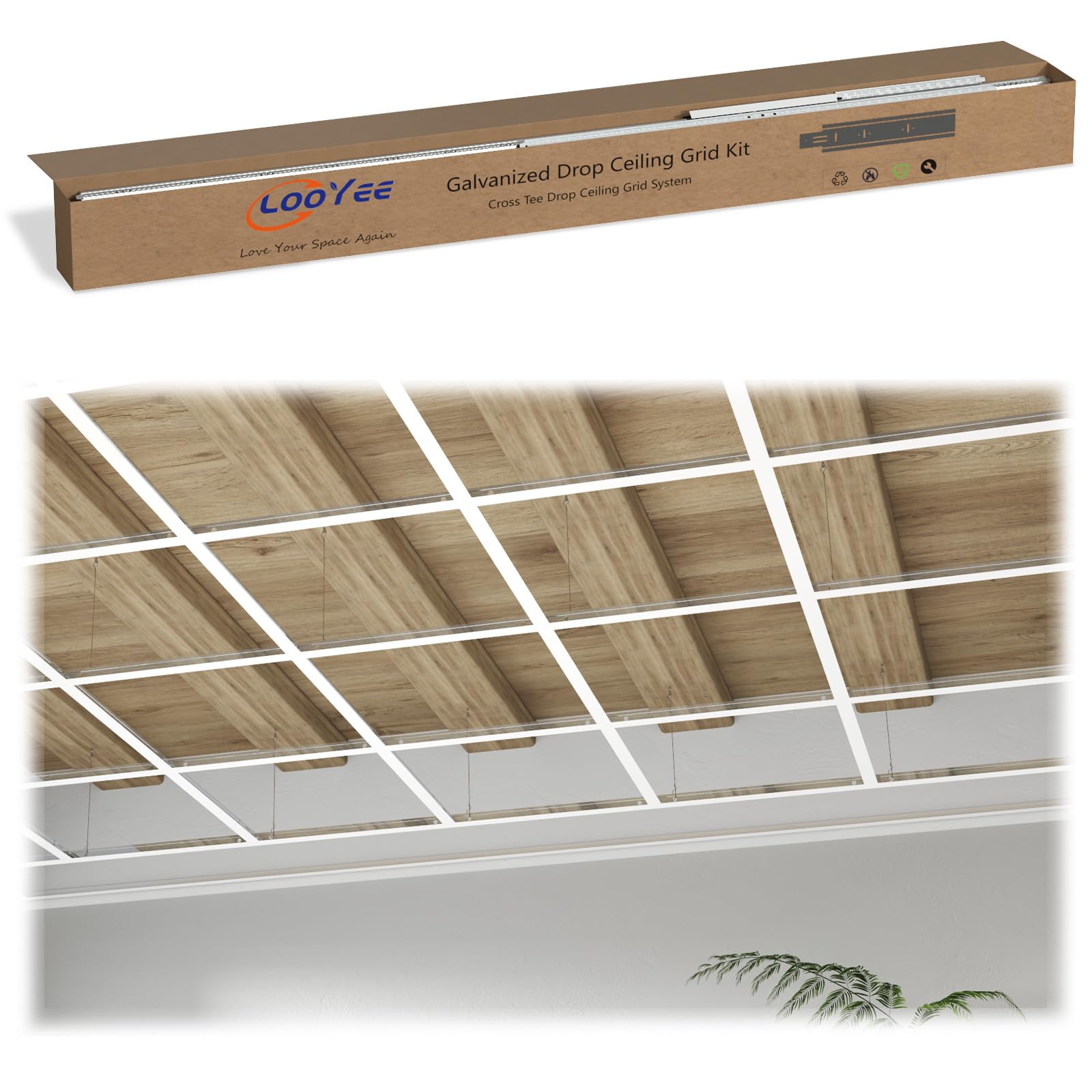 Drop Ceiling Grid System,Complete Set White Galvanized Steel Grid Kit Rust & Fire Resistance Easy Installation for Basement Living Room Kitchen Bathroom Cover 64 Sq.Ft Drop Ceiling Grid System,Complete Set White Galvanized Steel Grid Kit Rust & Fire Resistance Easy Installation for Basement Living Room Kitchen Bathroom Cover 64 Sq.Ft