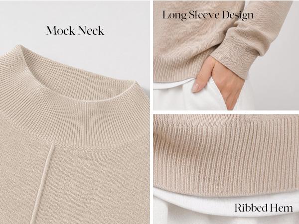 Arach&Cloz Womens Spring 2026 Sweater Tops Business Casual Outfits Work Mock Neck Long Sleeve Turtleneck Dressy Pullover