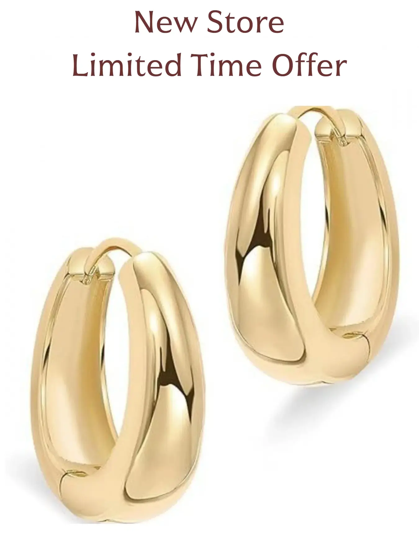 New Store Limited Time Offer Women's 14K Gold Plated Small Chunky Huggie Hoop Earrings, Sterling Silver Post, Thick & Lightweight Gold Hoops, Statement Earrings