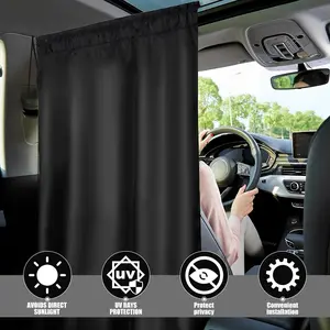 4Pcs Sun Shade Car Privacy Curtain Set Window Shades Car Divider Curtain Blackout Curtains-Between Rear Seat Auto Blackout Curtains for Travel Nap Night Car Camping Detachable Simple Curtain Car Accessories Sunshade Sunshade Cover