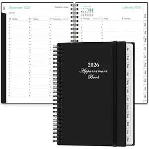 2026 Appointment Book - 2026 Daily Hourly Planner from January 2026 - December 2026,12 Monthly Tabs, Inner Pocket, 6.4" x 8.5", Black