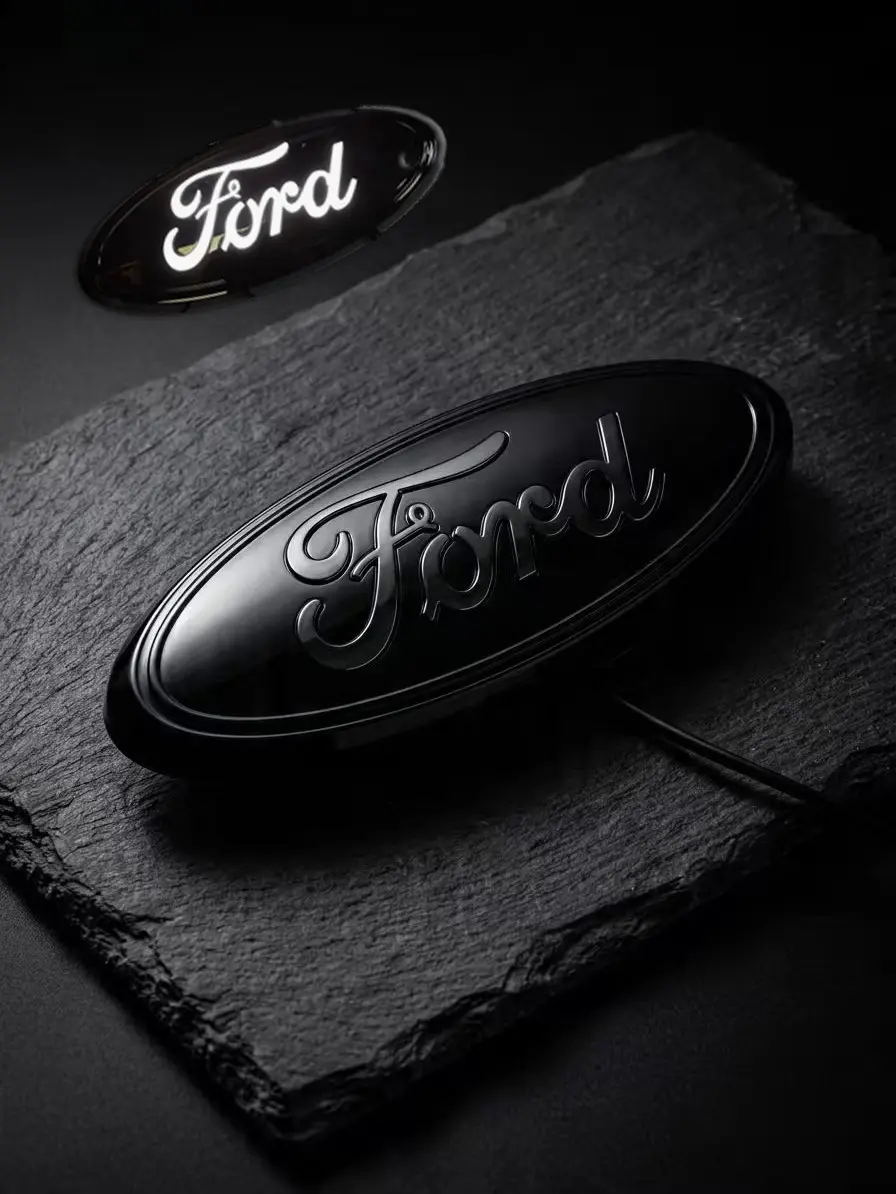 Waterproof LED illuminated logo for the front grille — static constant light and dynamic sequential lighting effects emblem; compatible with Ford Edge, F-150 Raptor, Transit, Everest, and various other models; exterior upgrade accessory for vehicles.