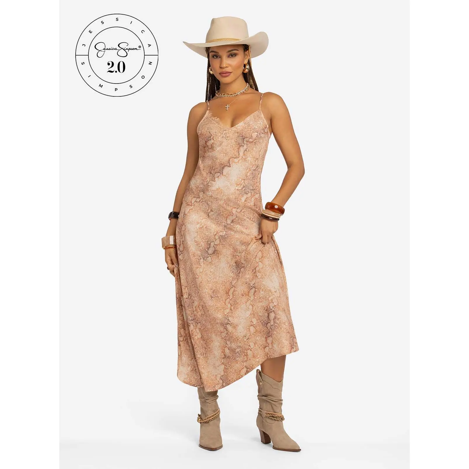Jessica Simpson 2.0 Blanche Slip Dress in Snake