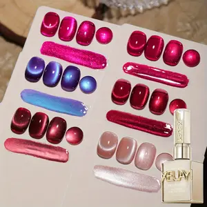 XEIJAYI Frame Bottle Berry Cat Eye Gel Nail Polish Set — Ultra-Bright Berry Cat Eye Series, Magnetic 6-Color Set, Versatile Iridescent Cat Eye for Salon Art Design, Sparkling Long-Lasting Finish, Vibrant and Durable Colors, Ideal for DIY Nail Art