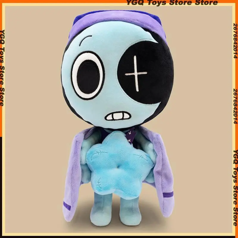 Dandy's World 35cm Blue Star Cute Zombie Plush - Unisex Roblox Horror Game Peripheral, Soft PP Cotton Stuffed Toy, Kids Fans Gift, Home Decor Collectible