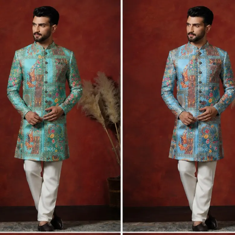 Men's Cotton Kurtas, Casual Ethnic Wear, Plain Short-Sleeve Easy-Washable Men's Tops