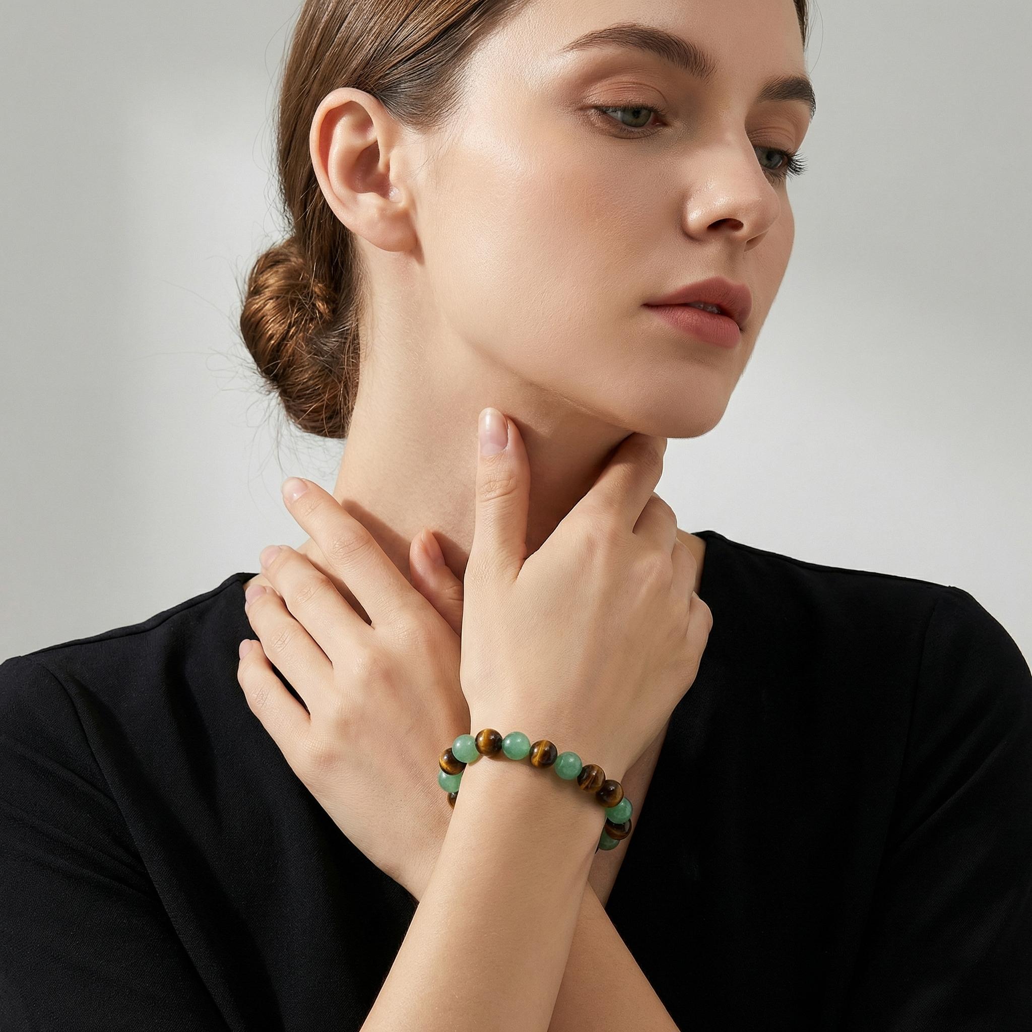 Green Agate Bracelet money attraction Chakra Bracelet, Green Dongling Tiger's Eye Stone Bracelet bead bracelet, brings money wealth rich bracelet, prosperity and good luck, Stone, Agate