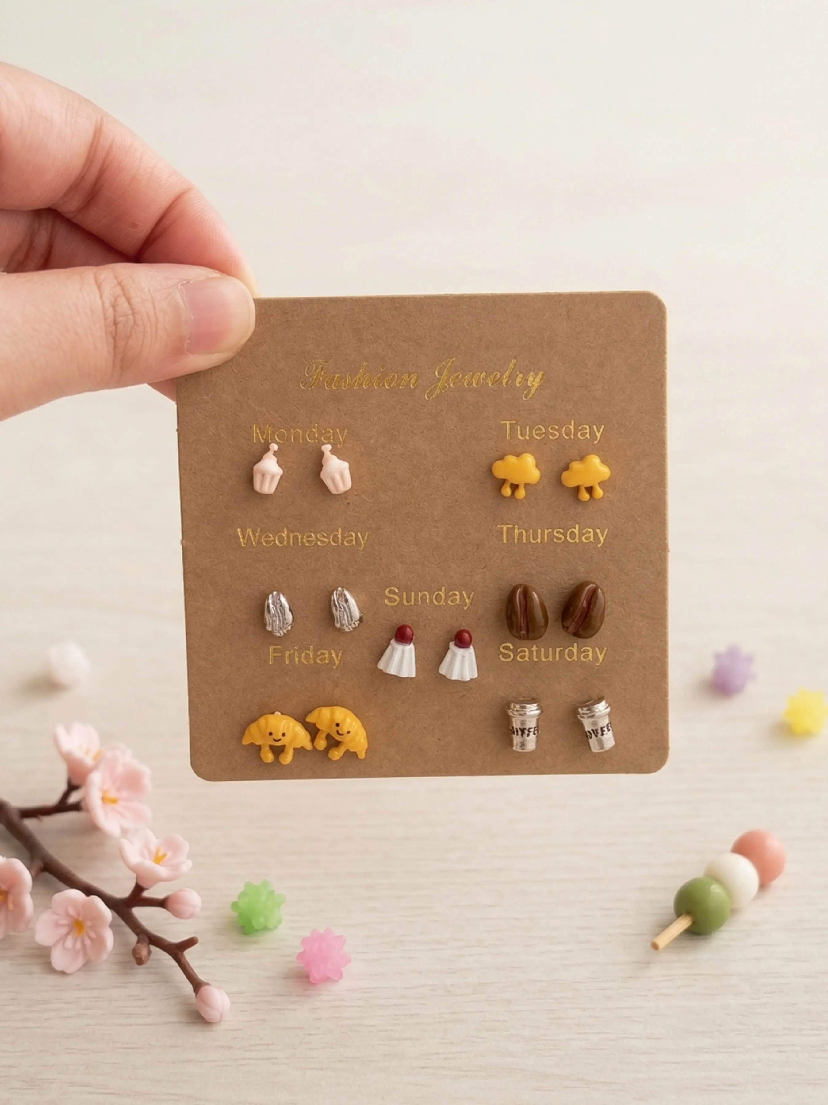 Women's Coffee Bean Sweet Treat Earrings, Daily Wear Ear Studs Set, Alloy Material, Elegant Design, Perfect for Everyday Use